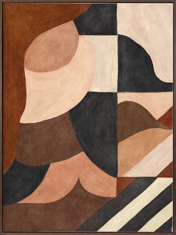 Wall art from the Tim Neve collection by Urban Road, showcasing abstract organic shapes in brown, cream, and soft terracotta.