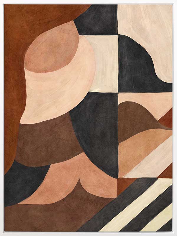 Wall art from the Tim Neve collection by Urban Road, showcasing abstract organic shapes in brown, cream, and soft terracotta.