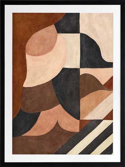 Wall art from the Tim Neve collection by Urban Road, showcasing abstract organic shapes in brown, cream, and soft terracotta.