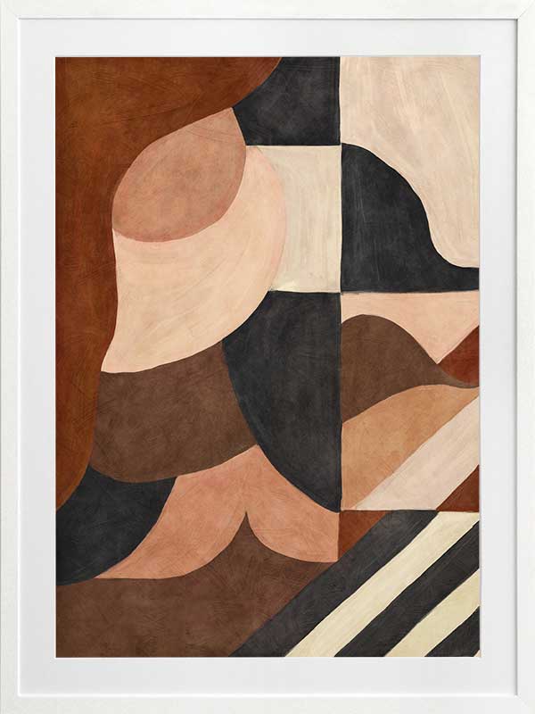 Wall art from the Tim Neve collection by Urban Road, showcasing abstract organic shapes in brown, cream, and soft terracotta.