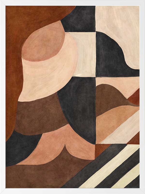 Wall art from the Tim Neve collection by Urban Road, showcasing abstract organic shapes in brown, cream, and soft terracotta.