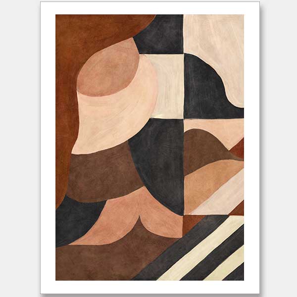 Wall art from the Tim Neve collection by Urban Road, showcasing abstract organic shapes in brown, cream, and soft terracotta.