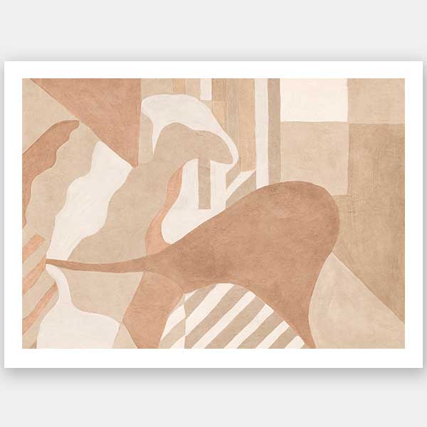 Wall art from the Tim Neve collection by Urban Road, with curved brown forms and soft layered shapes in a neutral palette.