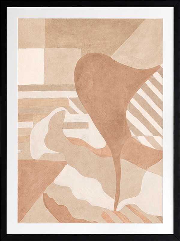 Wall art from the Tim Neve collection by Urban Road, with curved brown forms and soft layered shapes in a neutral palette.