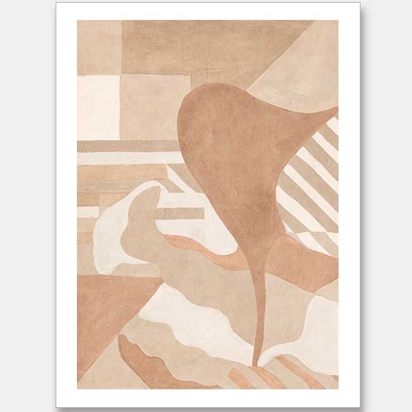 Wall art from the Tim Neve collection by Urban Road, with curved brown forms and soft layered shapes in a neutral palette.