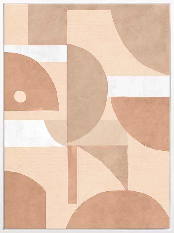 Wall art from the Tim Neve collection by Urban Road, showcasing organic shapes in terracotta and cream with bold curved lines.