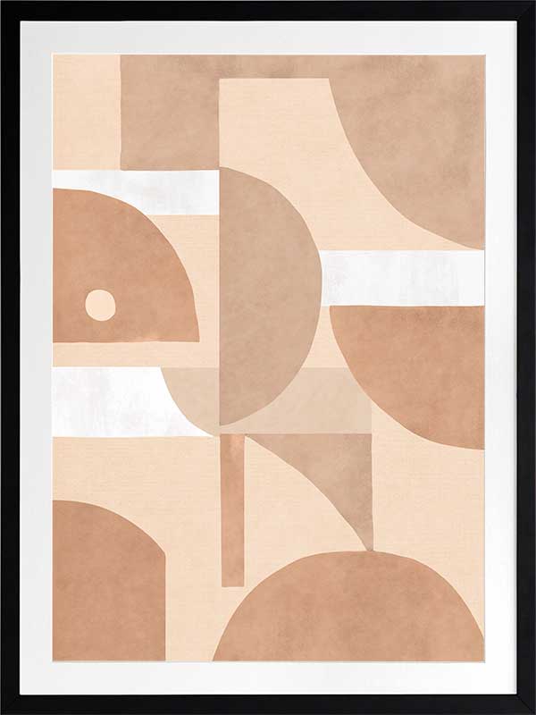 Wall art from the Tim Neve collection by Urban Road, showcasing organic shapes in terracotta and cream with bold curved lines.
