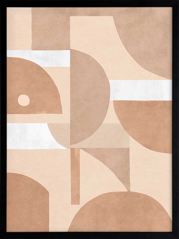 Wall art from the Tim Neve collection by Urban Road, showcasing organic shapes in terracotta and cream with bold curved lines.