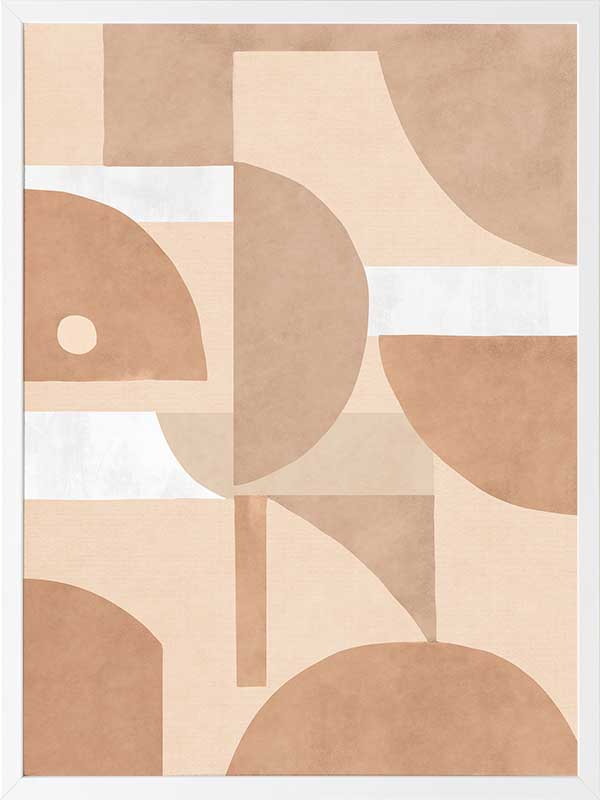 Wall art from the Tim Neve collection by Urban Road, showcasing organic shapes in terracotta and cream with bold curved lines.
