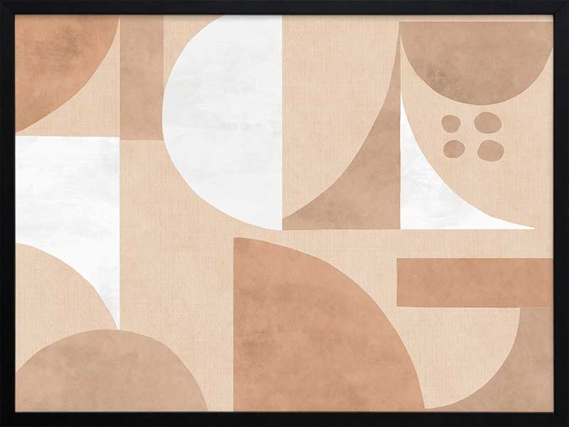 Wall art from the Tim Neve collection by Urban Road, featuring bold black forms over tan and brown patterns for a graphic effect.