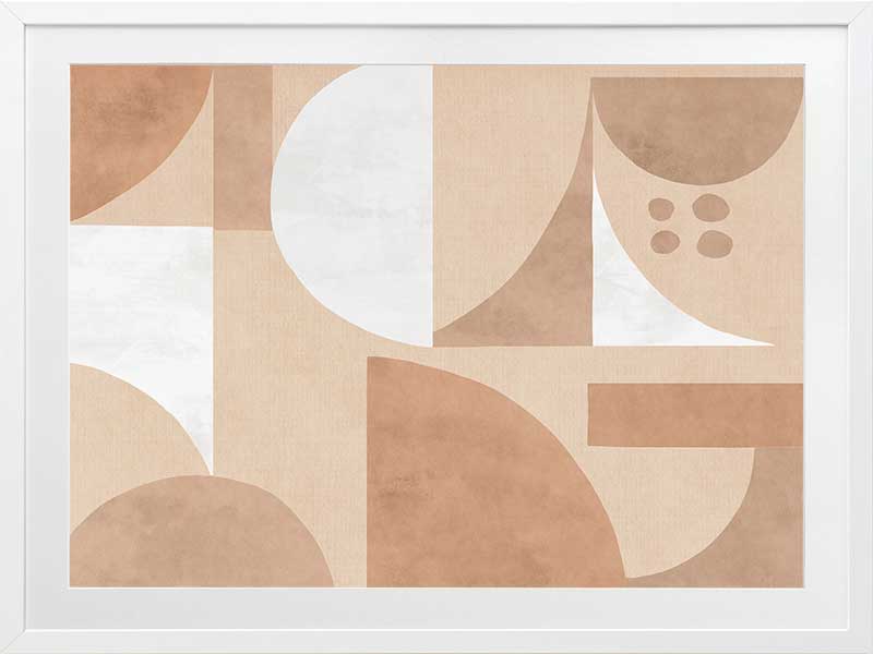 Wall art from the Tim Neve collection by Urban Road, featuring bold black forms over tan and brown patterns for a graphic effect.