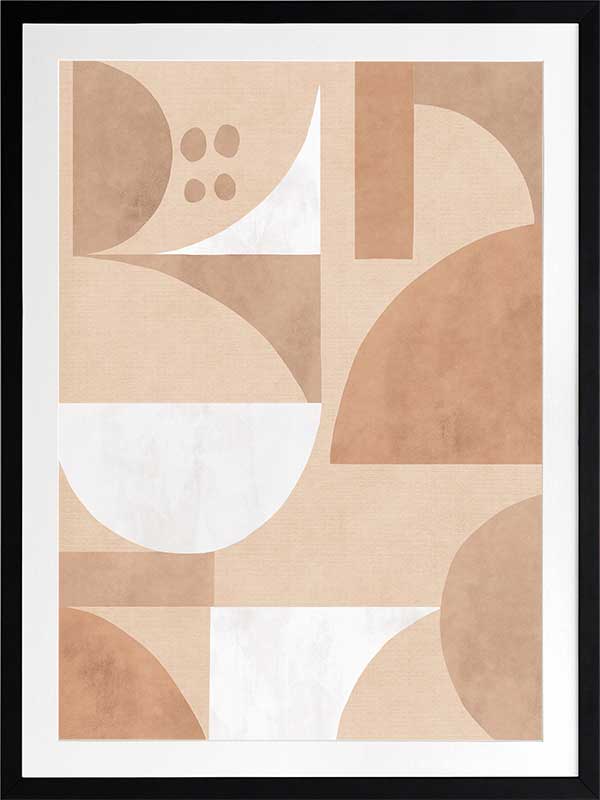 Wall art from the Tim Neve collection by Urban Road, featuring bold black forms over tan and brown patterns for a graphic effect.