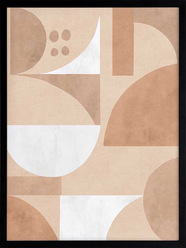 Wall art from the Tim Neve collection by Urban Road, featuring bold black forms over tan and brown patterns for a graphic effect.