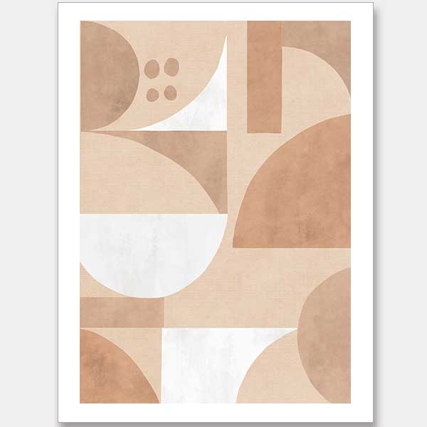 Wall art from the Tim Neve collection by Urban Road, featuring bold black forms over tan and brown patterns for a graphic effect.