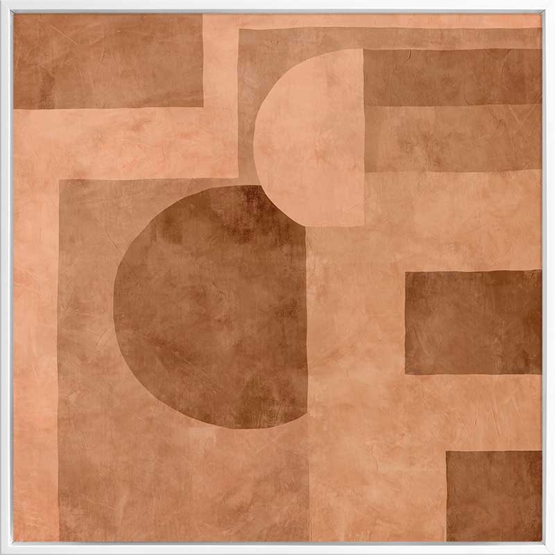 Wall art from the Tim Neve collection by Urban Road, showcasing curved terracotta shapes and soft abstract forms on a neutral background.