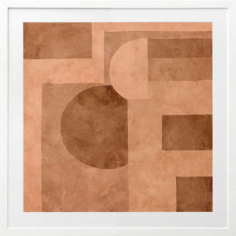 Wall art from the Tim Neve collection by Urban Road, showcasing curved terracotta shapes and soft abstract forms on a neutral background.