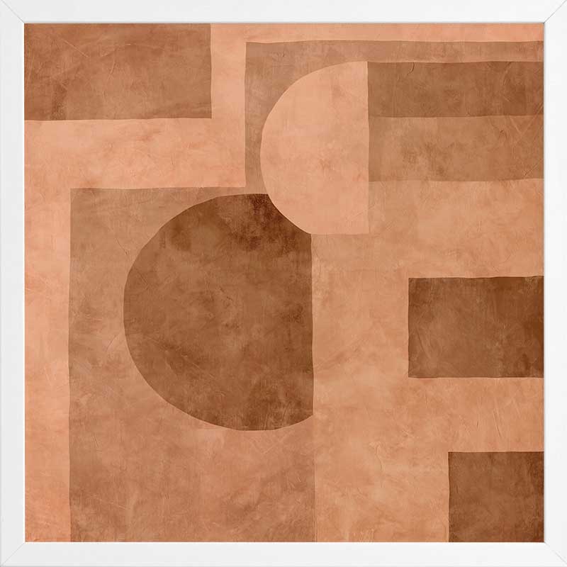 Wall art from the Tim Neve collection by Urban Road, showcasing curved terracotta shapes and soft abstract forms on a neutral background.