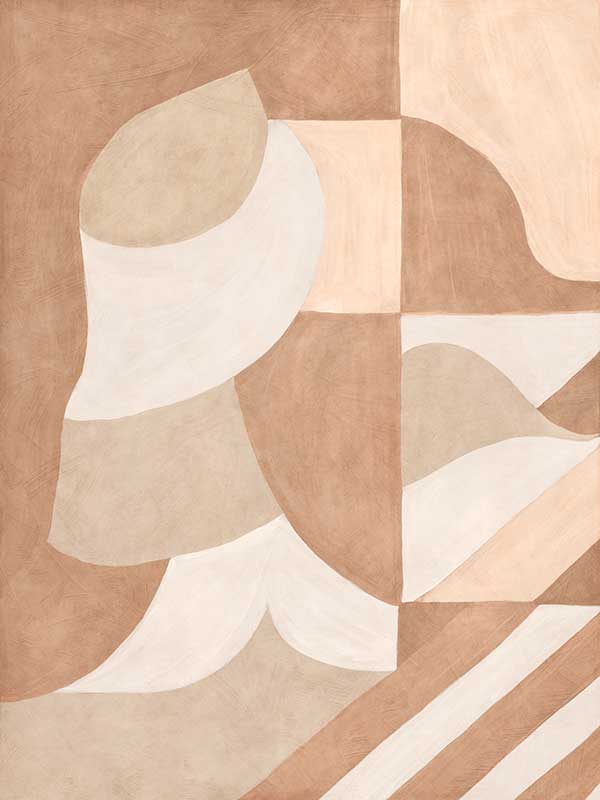 Wall art from the Tim Neve collection by Urban Road, showcasing bold black arcs layered over warm brown and cream patterns.