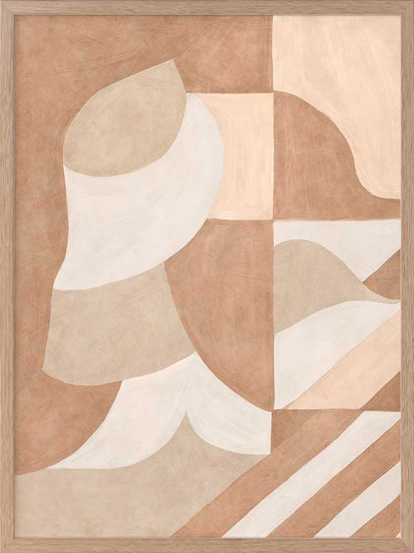 Wall art from the Tim Neve collection by Urban Road, showcasing bold black arcs layered over warm brown and cream patterns.