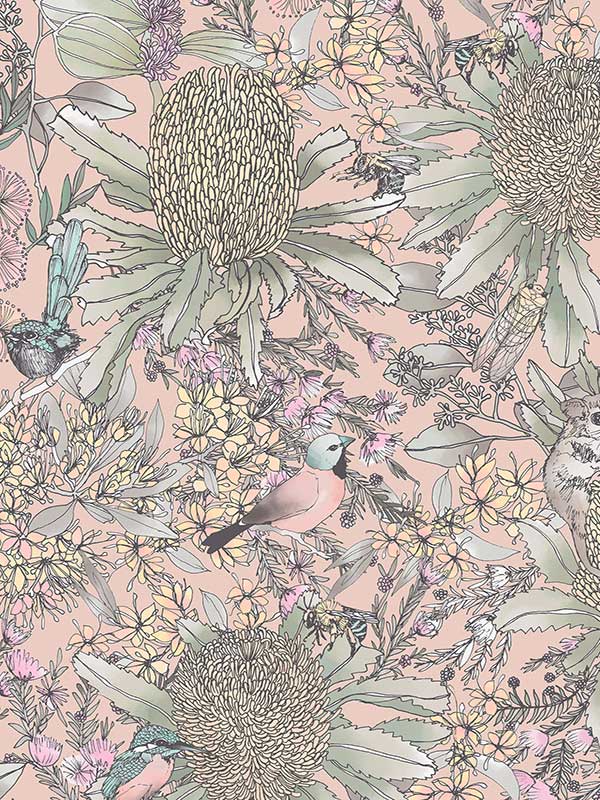 Banksia and Myrtle Wallpaper