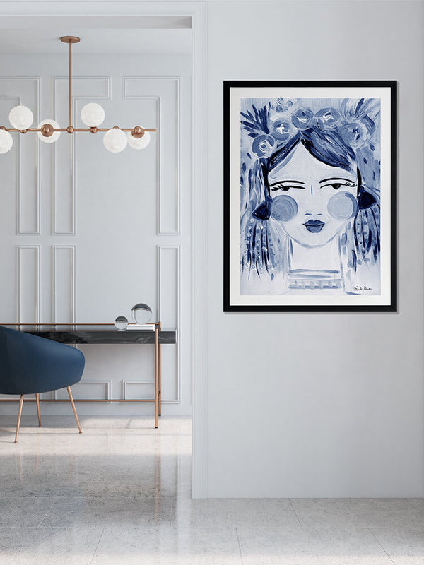 Expressive Indigo Framed Art Print | Lifestyle