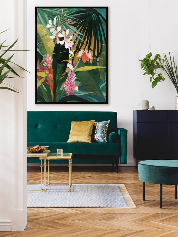 Jungle Peekaboo Tiger Canvas Art Print | Lifestyle