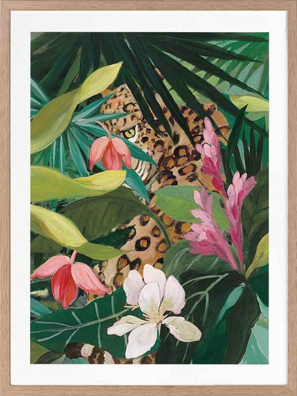 Jungle Peekaboo Leopard Framed Art Print