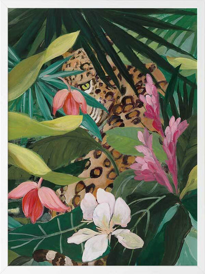 Jungle Peekaboo Leopard Framed Art Print