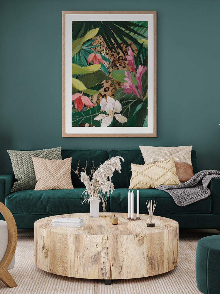 Jungle Peekaboo Leopard Framed Art Print | Lifestyle