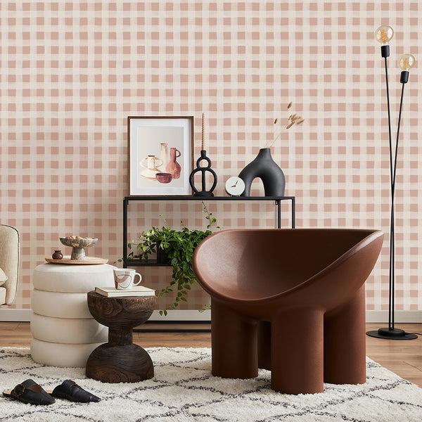 Gingham with White Stripes Wallpaper | Lifestyle