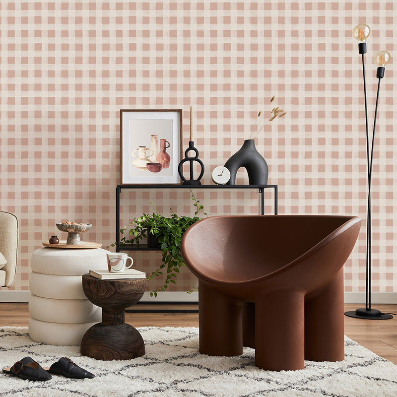 Gingham with White Stripes Wallpaper | Lifestyle