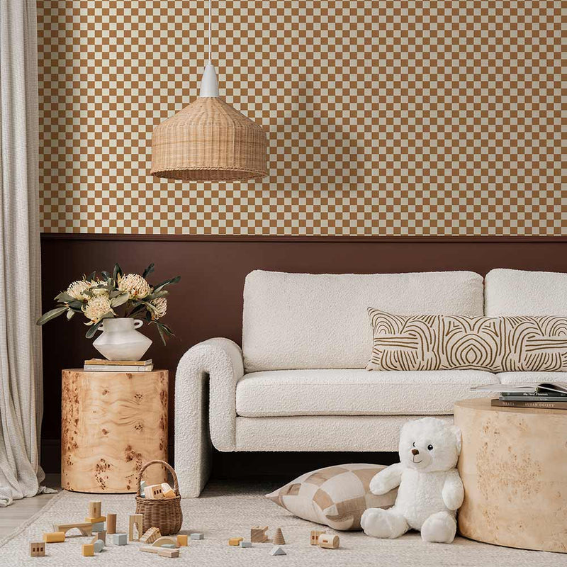Harvest Check Burnt Honey Wallpaper | Lifestyle