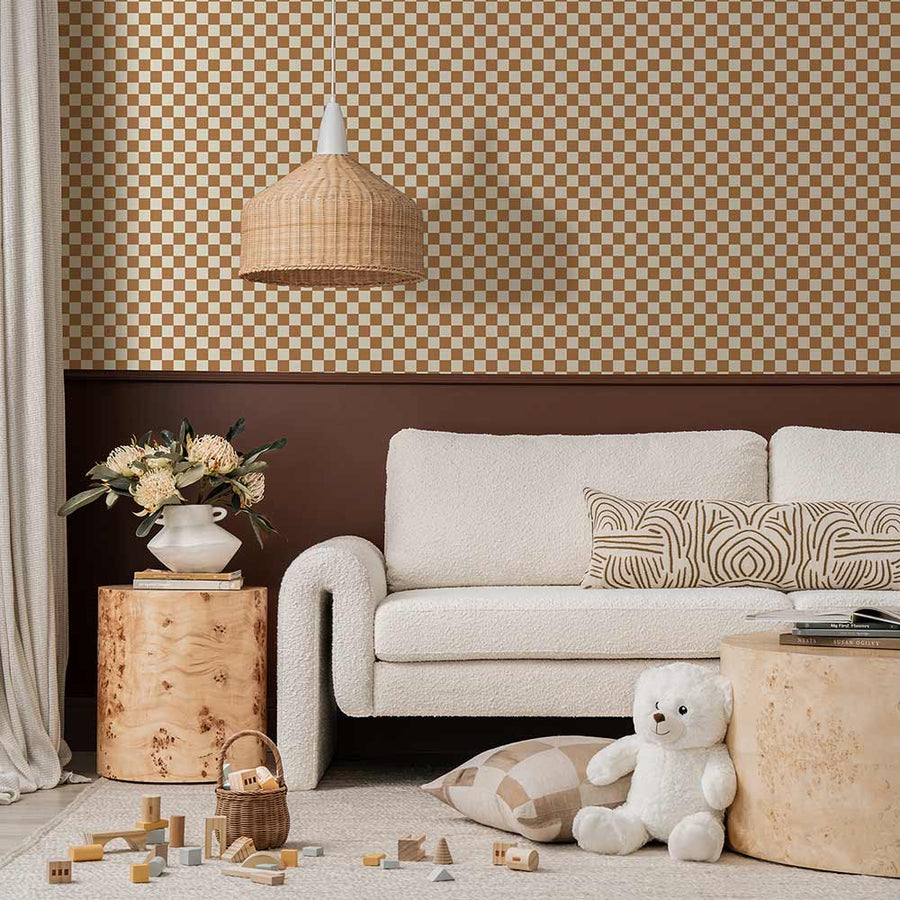Harvest Check Burnt Honey Wallpaper | Lifestyle