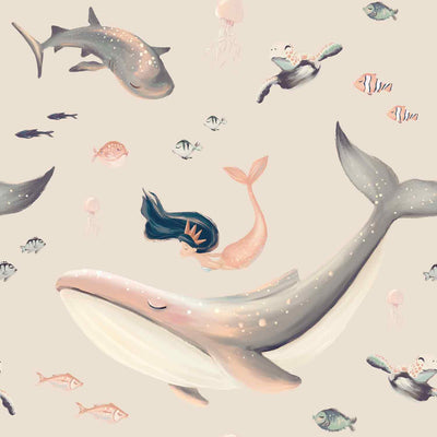 Under the Sea Seashell Cream Wallpaper