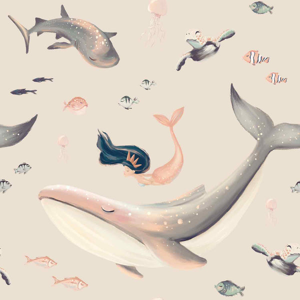 Under the Sea Seashell Cream Wallpaper