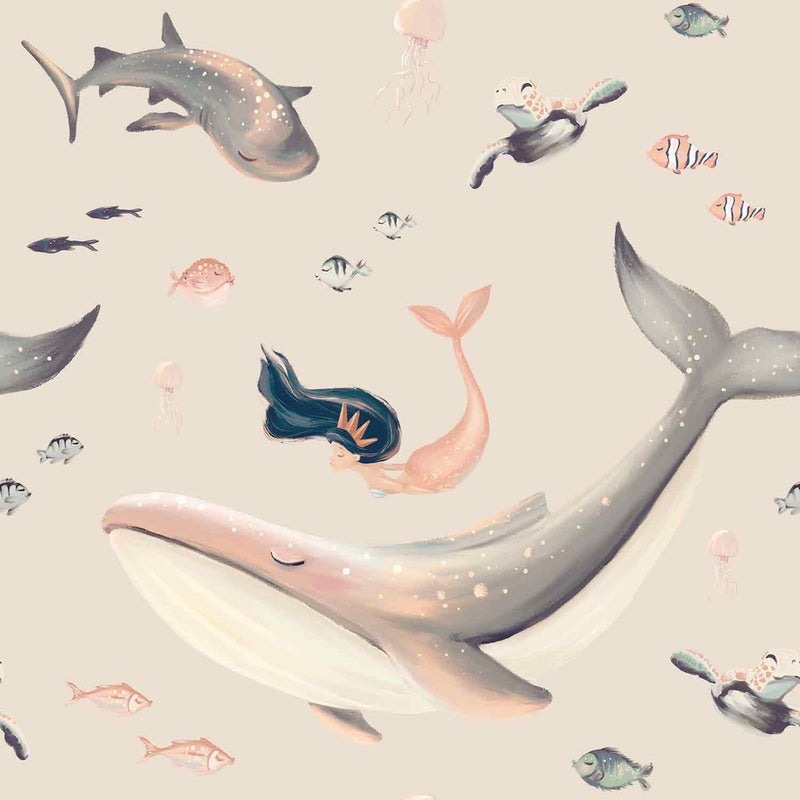 Under the Sea Seashell Cream Wallpaper