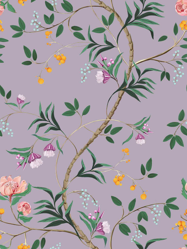 Enchanted Treetop Lavender Wallpaper
