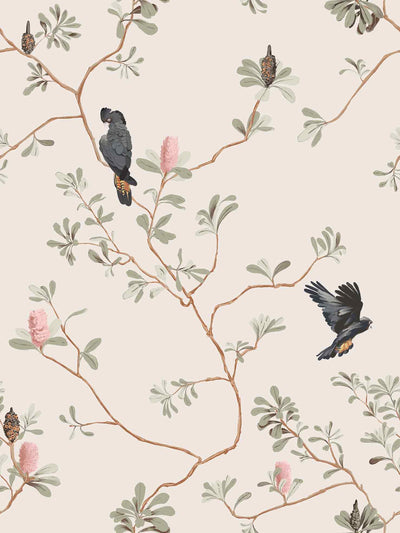 Fluttering Foliage Pink Cloud Wallpaper