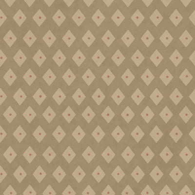 Tiny diamond picnic motifs in a soft repeating grid on warm light brown, from the Little Tails Collection by Urban Road.