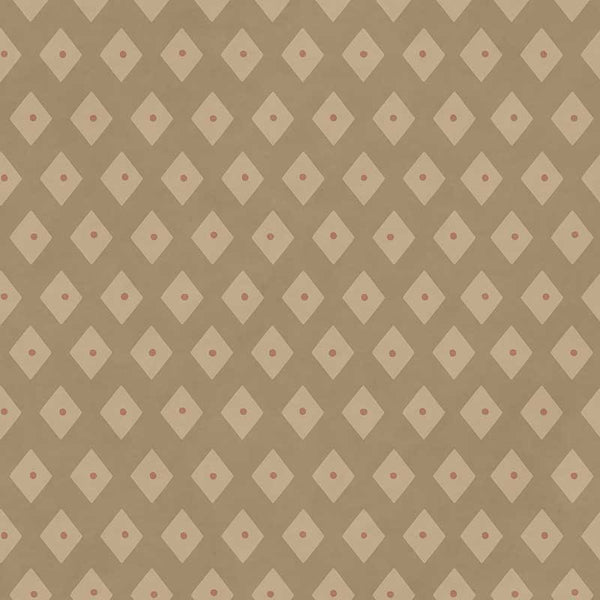Tiny diamond picnic motifs in a soft repeating grid on warm light brown, from the Little Tails Collection by Urban Road.