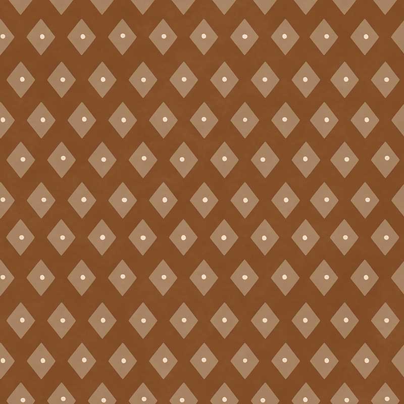 Tiny diamond picnic motifs in a crisp repeating grid on rich dark brown, from the Little Tails Collection by Urban Road.
