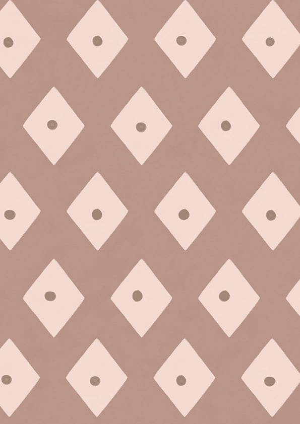 Tiny diamond picnic motifs in a gentle repeating grid on muted pink, from the Little Tails Collection by Urban Road.