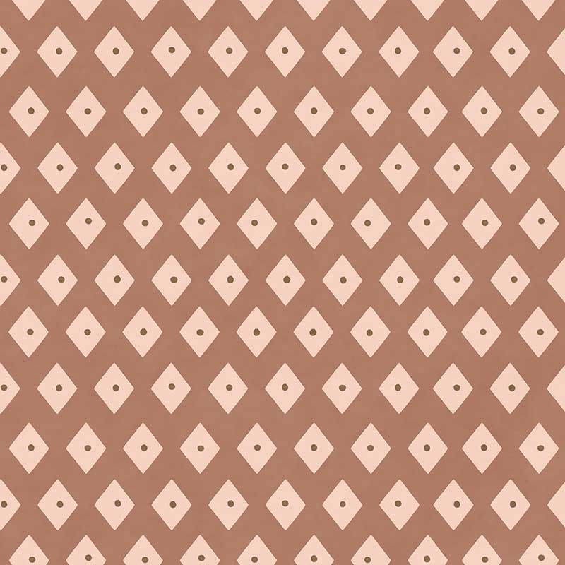 Tiny diamond picnic motifs in a neat repeating grid on rosewood, from the Little Tails Collection by Urban Road.