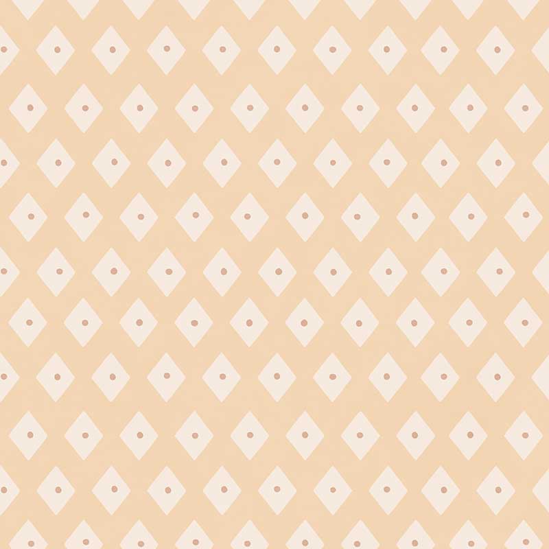 Tiny diamond picnic motifs in a delicate repeating grid on sand, from the Little Tails Collection by Urban Road.