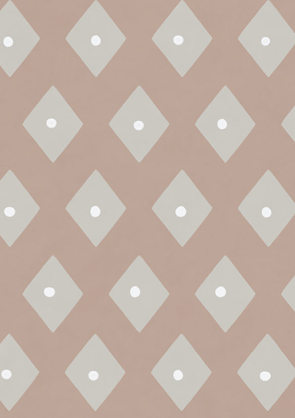 Tiny diamond picnic motifs in a tidy repeating grid on ash rose, from the Little Tails Collection by Urban Road.