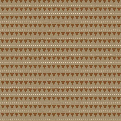 Rows of tiny campfire triangle motifs in a friendly repeat on green and brown, from the Little Tails Collection by Urban Road.