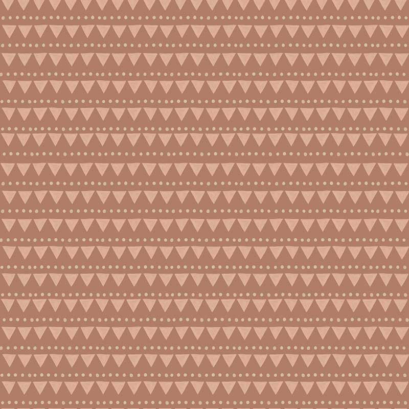 Rows of tiny campfire triangle motifs in a friendly repeat on rosewood, from the Little Tails Collection by Urban Road.