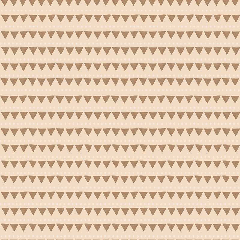 Rows of tiny campfire triangle motifs in a friendly repeat on neutral tones, from the Little Tails Collection by Urban Road.