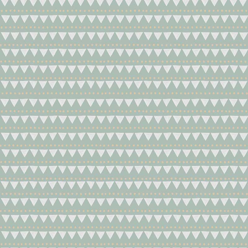 Rows of tiny campfire triangle motifs in a friendly repeat on pale blue, from the Little Tails Collection by Urban Road.