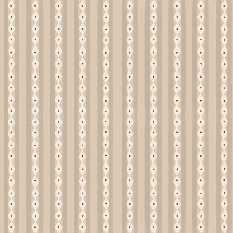 Vertical Scandi-inspired stripes with petite geometric details on beige, from the Little Tails Collection by Urban Road.
